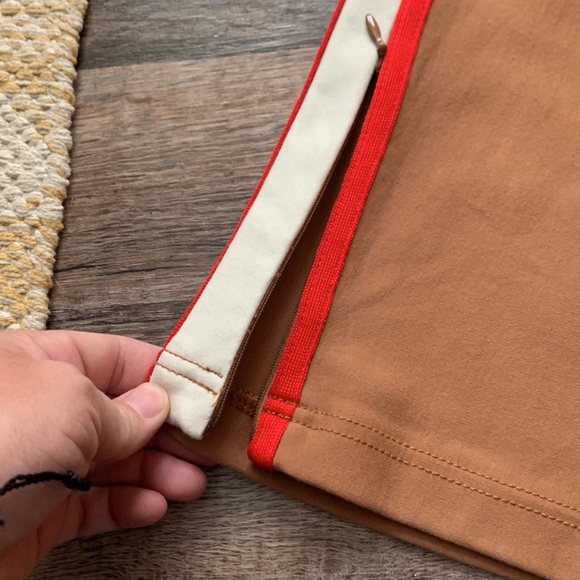 Maeve Brown Flare Pants with Red and White Stripes - Picture 2 of 5